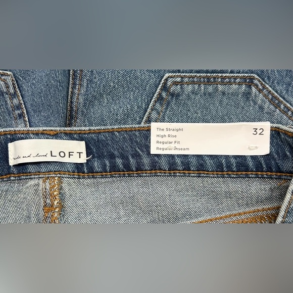 LOFT Pearl High Rise Straight Jeans in Authentic Vintage Mid Wash Embellished - Picture 9 of 11